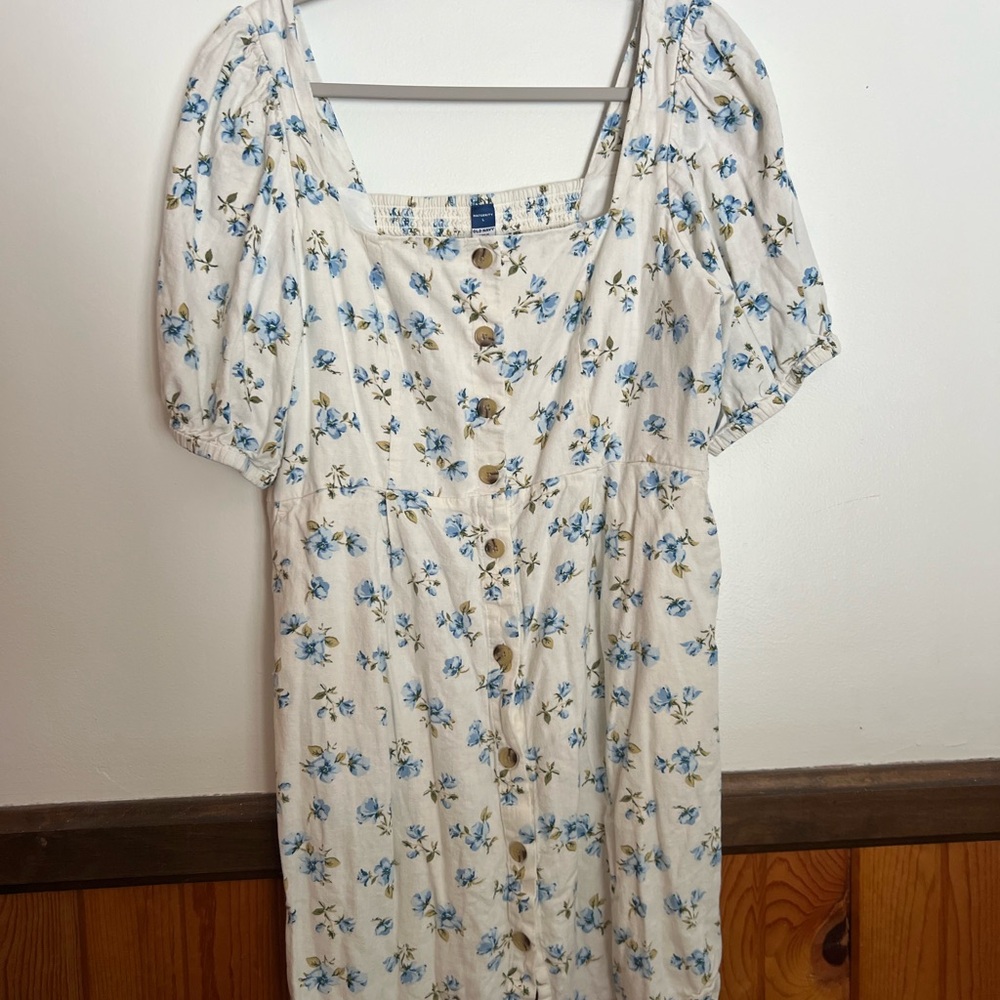 Old Navy Maternity Dress with Blue Floral Pattern